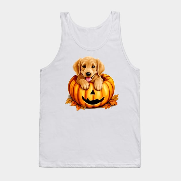 Golden Retriever Dog inside Pumpkin #1 Tank Top by Chromatic Fusion Studio